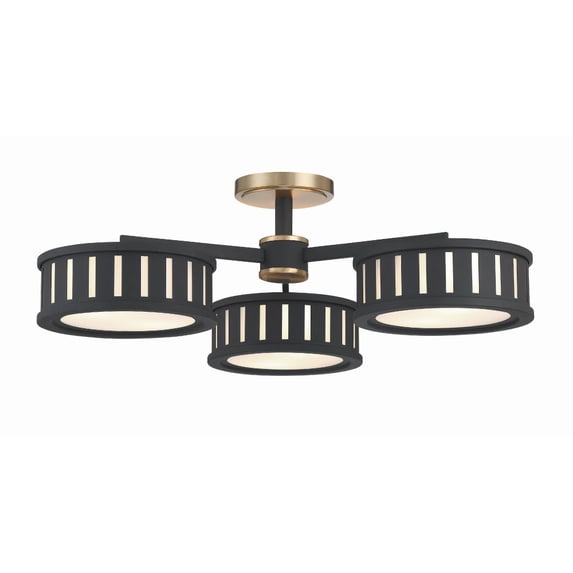 Crystorama Lighting Kendal 6 Light Vibrant Gold & Black Forged Ceiling Mount - 29.25"W x 8.75"H