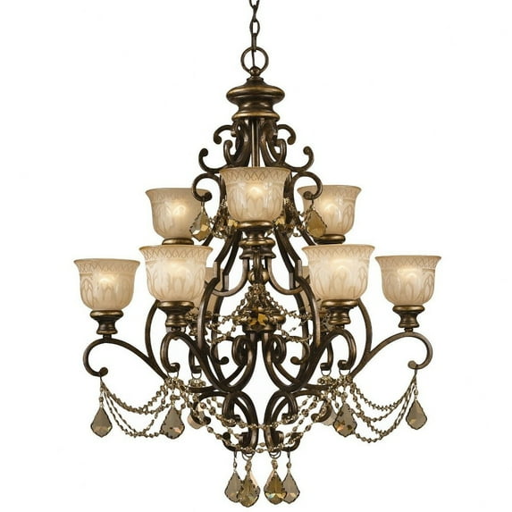 7509-BU-GT-MWP-Crystorama Lighting-Norwalk - Nine Light Chandelier-Golden Teak Crystal Color-Hand Cut Crystal Type-Bronze Umber Finish -Traditional