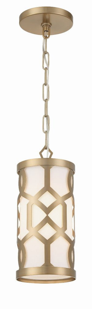Aged Brass Mini Drum Pendant Light with Silk Shade