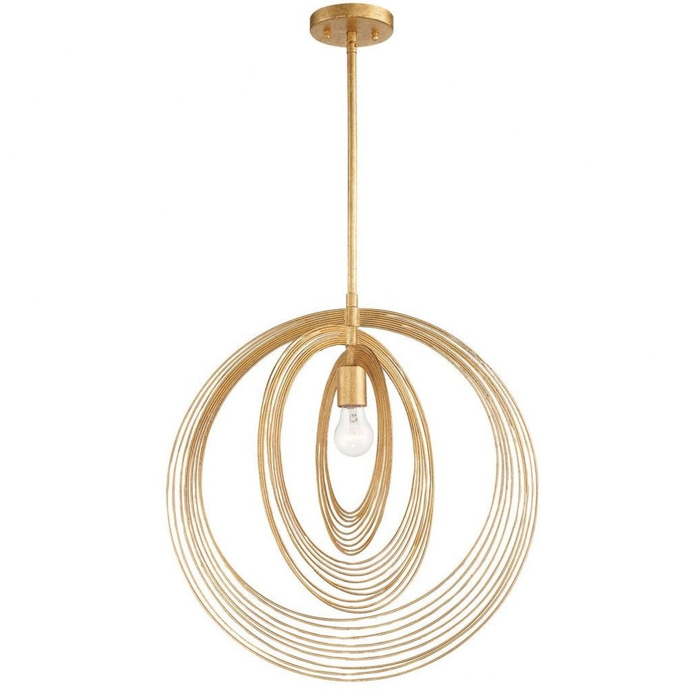 Renaissance Gold Globe Pendant Light with Crystal Accents