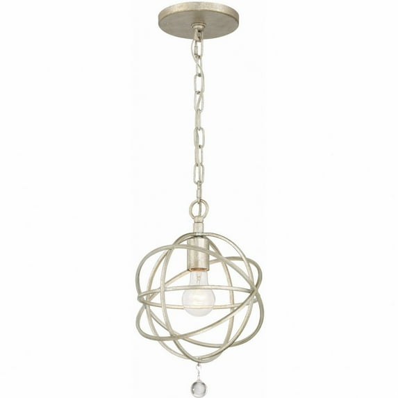 9220-OS-Crystorama Lighting-Solaris - One Light Pendant Light in Traditional and Contemporary Style - 9 Inches Wide by 14 Inches High-Olde Silver