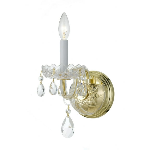 1031-PB-CL-MWP Crystorama Lighting Crystal - One Light Wall Sconce in Classic Style - 5 Inches Wide by 9 Inches High-Polished Brass Finish-Hand Cut