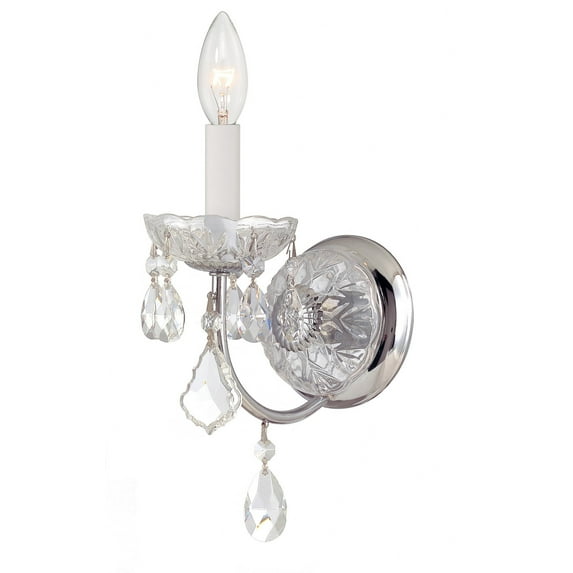 3221-CH-CL-MWP Crystorama Lighting Imperial - 1 Light Wall Mount in Classic Style - 4.75 Inches Wide by 13.5 Inches High-Polished Chrome Finish-Hand