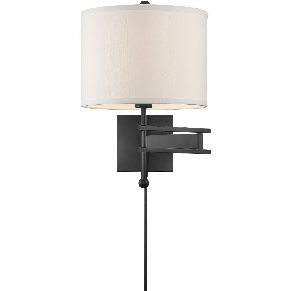 Matte Black and White Silk Dimmable Swing Arm Wall Light