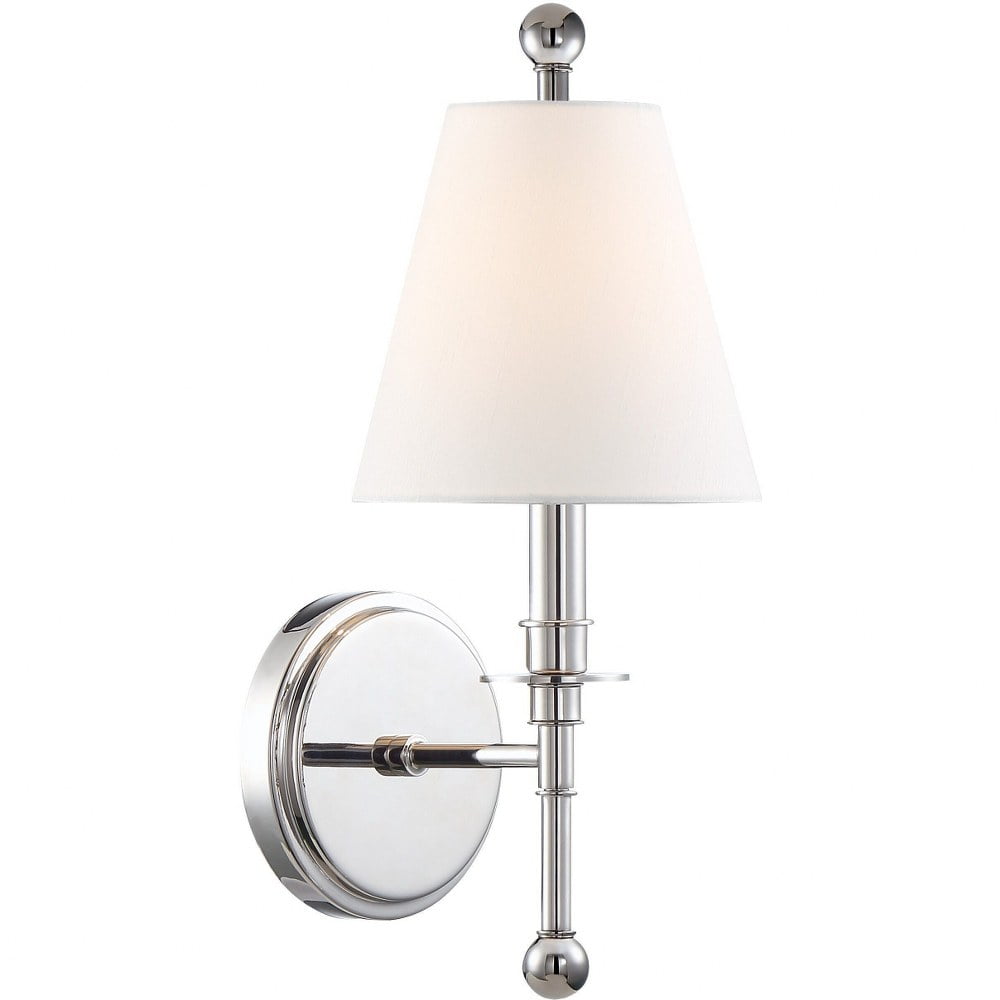 Elegant Polished Nickel Dimmable Sconce with White Silk Shade