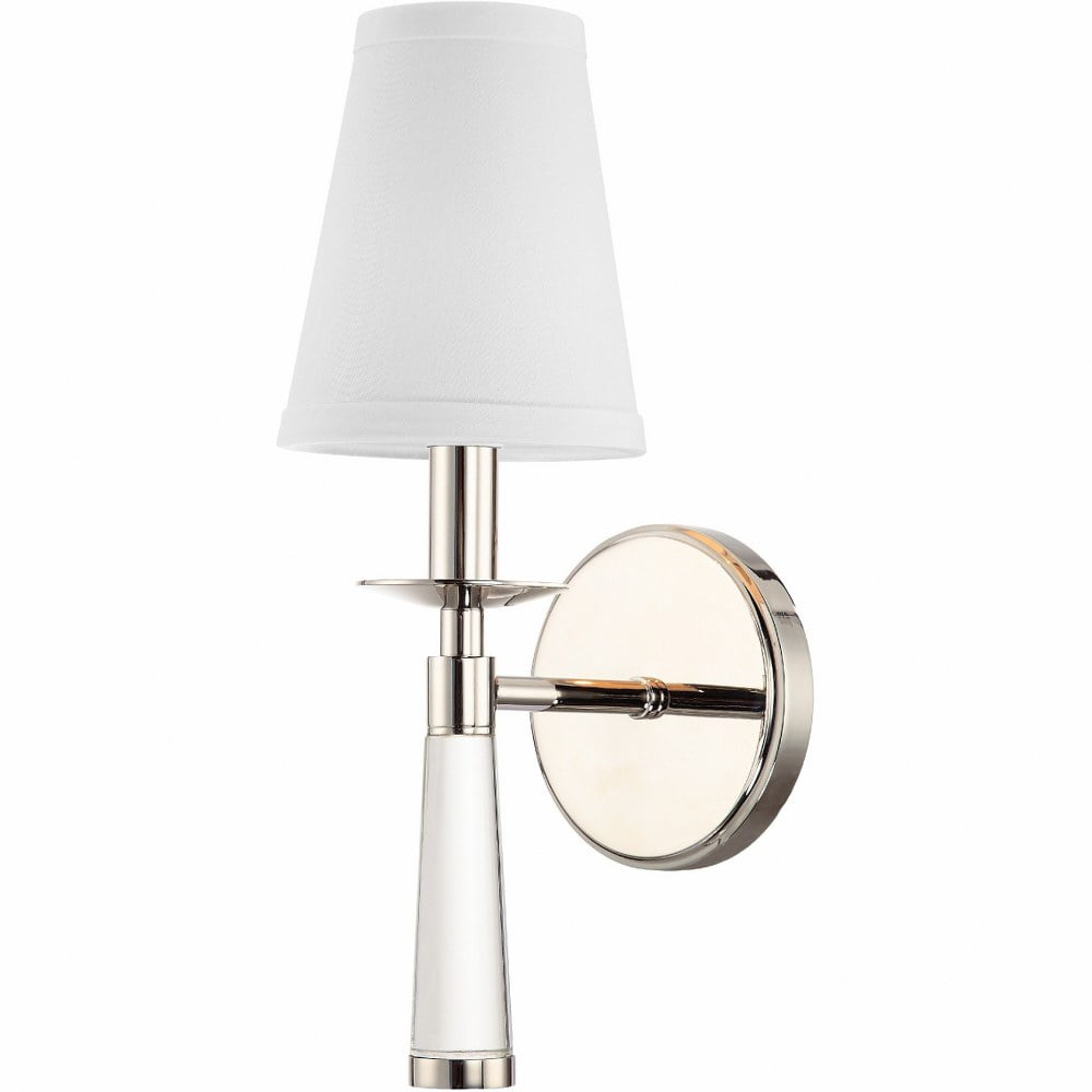 Elegant Polished Nickel Dimmable Sconce with White Silk Bell Shade