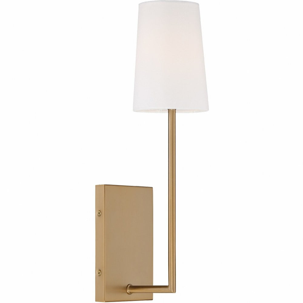 Vibrant Gold Wall Sconce with White Silk Shade