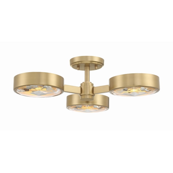 Crystorama Lighting Orson 3 Light Modern Gold Ceiling Mount - 22.5"W x 6.5"H