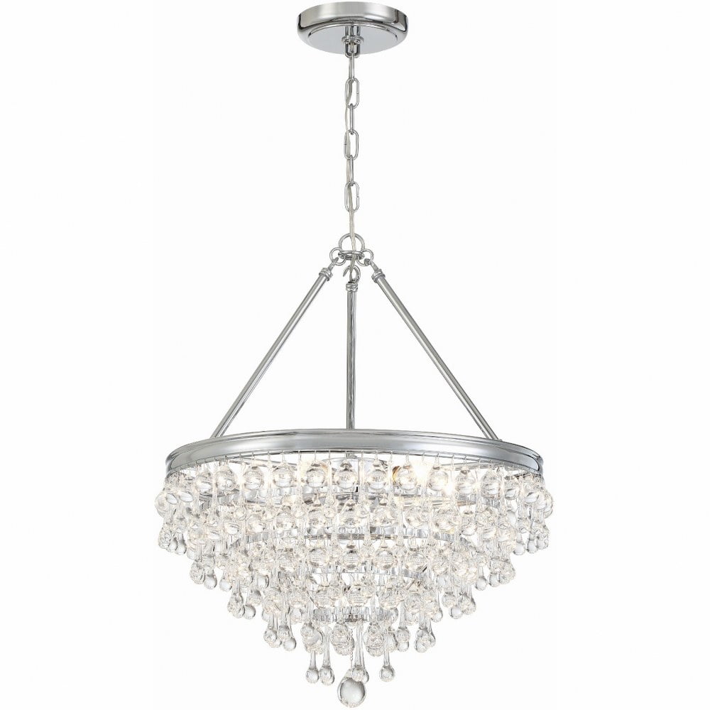 Elegant Polished Chrome 6-Light Crystal Chandelier