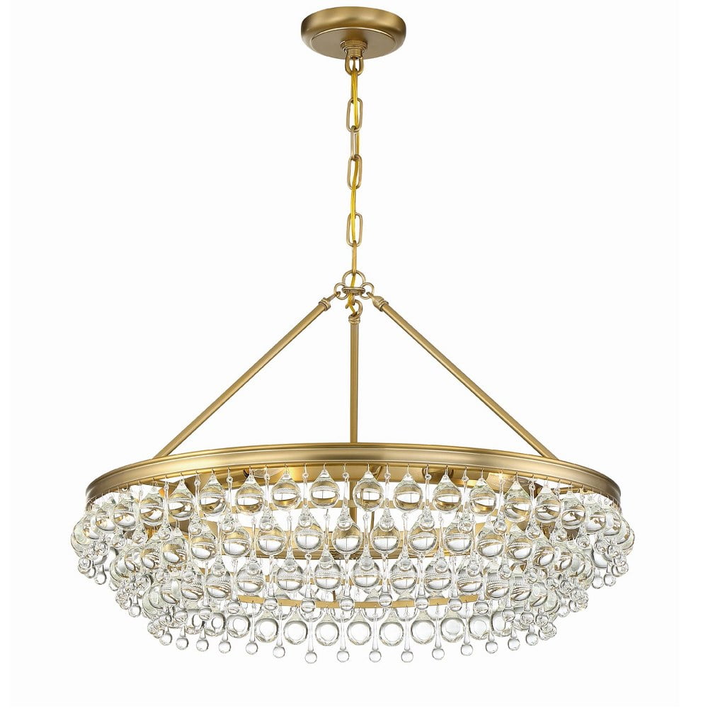 Calypso Vibrant Gold Tiered Chandelier with Clear Glass Drops