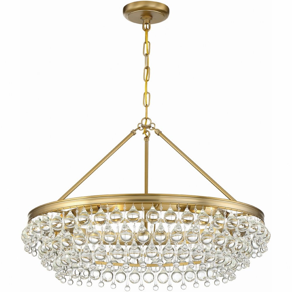 Calypso Vibrant Gold Tiered Chandelier with Clear Glass Drops