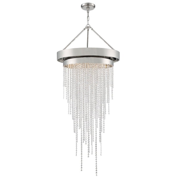 CLA-A3207-PN-CL-MWP Crystorama Lighting Clarksen - 6 Light Chandelier In Classic Style - 26 Inches Wide By 60.25 Inches High     -Traditional