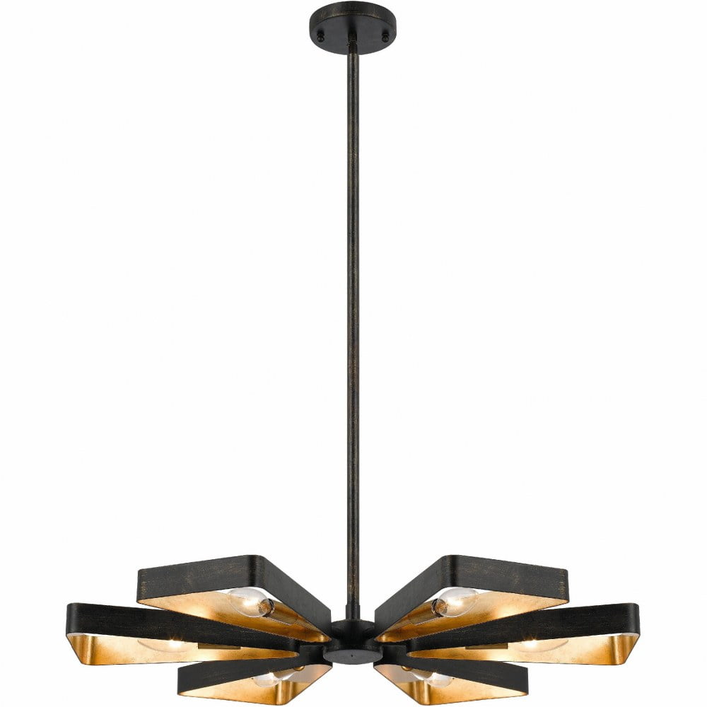 Elegant English Bronze & Antique Gold Crystal Chandelier, 6-Light