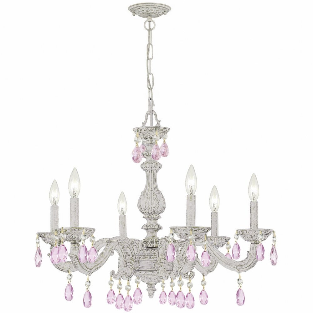 Elegant Paris Market 6-Light Antique White Crystal Chandelier
