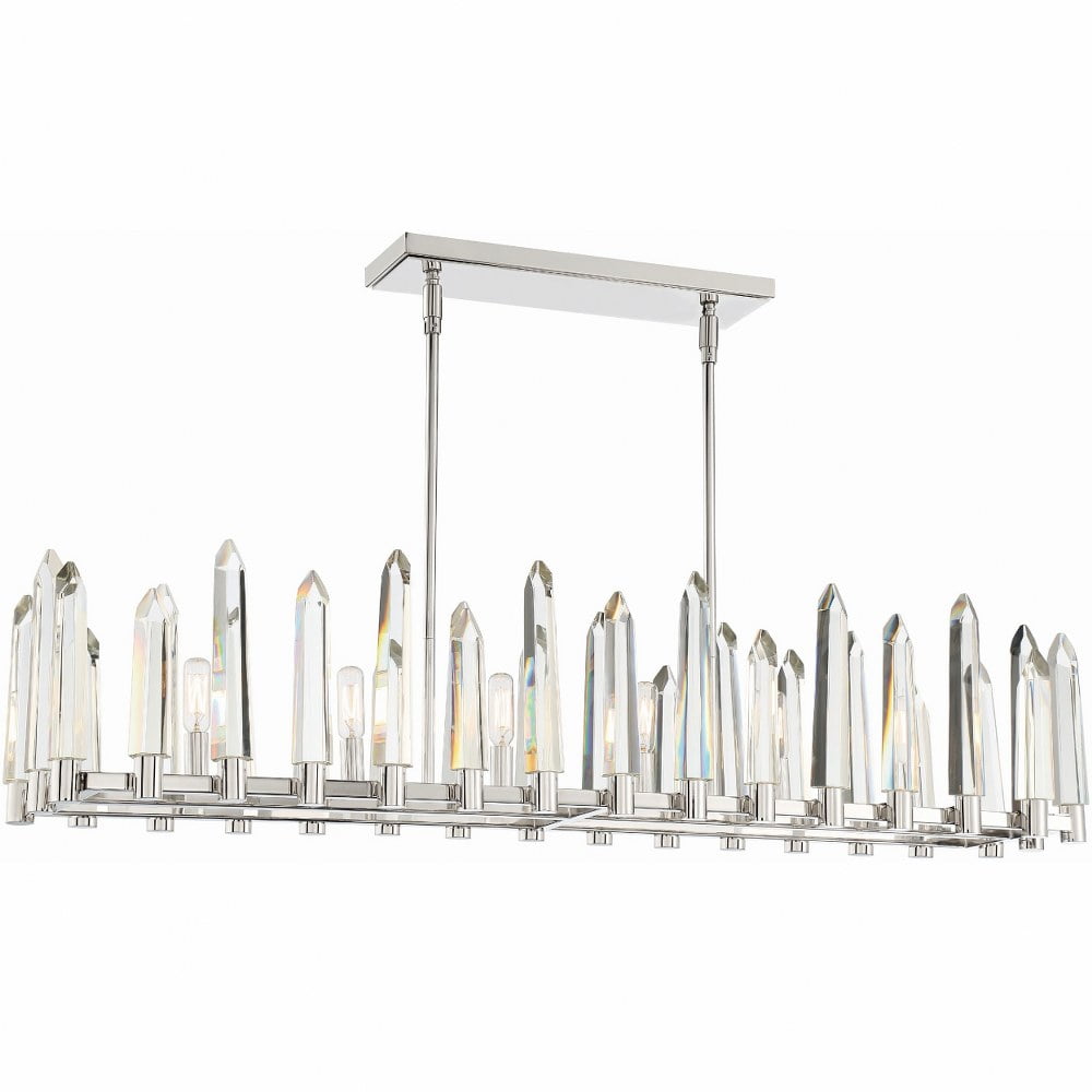 Watson 46" Polished Nickel and Crystal 6-Light Chandelier