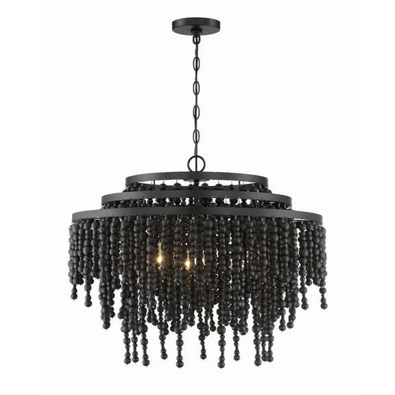 6 Light Chandelier In Classic Style 26.5 Inches Wide By 21.25 Inches High-Matte Black Finish    -Traditional Installation Crystorama Lighting