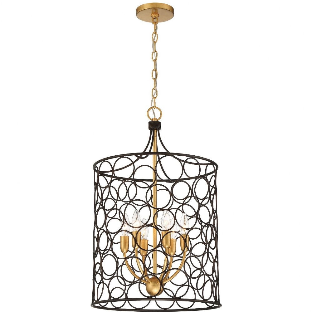 Bronze Mini Drum Pendant with Antique Gold Finish