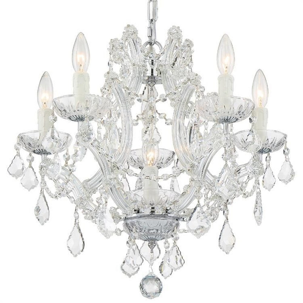 Polished Chrome Mini Chandelier with Clear Spectra Crystals - 6 Light