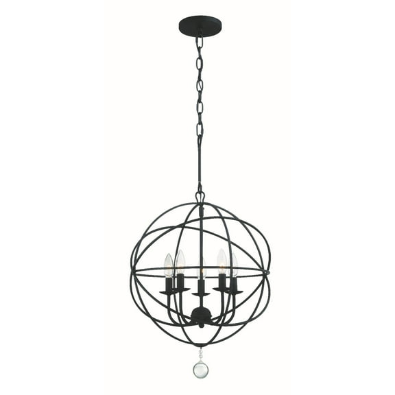 9224-BK Crystorama Lighting Solaris - Five Light Mini Chandelier in Minimalist Style - 17 Inches Wide by 23 Inches High-Black Finish    -Traditional