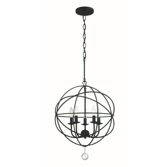 9224-BK Crystorama Lighting Solaris - Five Light Mini Chandelier in Minimalist Style - 17 Inches Wide by 23 Inches High-Black Finish -Traditional