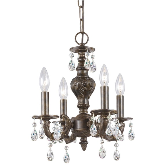 5024-VB-CL-MWP Crystorama Lighting Sutton Collection - Four Light Mini-Chandelier-Clear Crystal Color-Hand Cut Crystal Type-Venetian Bronze Finish