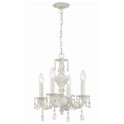 5024-AW-CL-MWP Crystorama Lighting Sutton Collection - Four Light Mini-Chandelier-Clear Crystal Color-Hand Cut Crystal Type-Antique White Finish