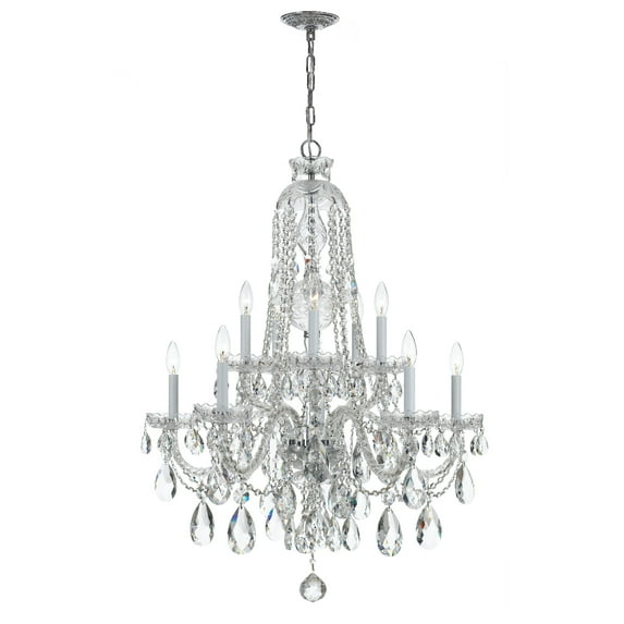 Crystorama Traditional Crystal 10 Light Clear Crystal Chrome Chandelier - 32'' W x 36'' H