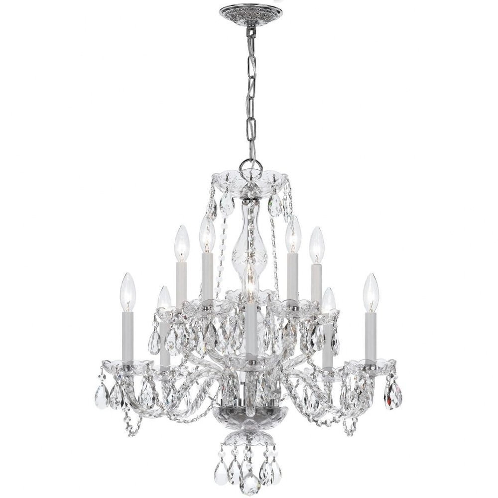 Polished Chrome Crystal 10-Light Candle Chandelier
