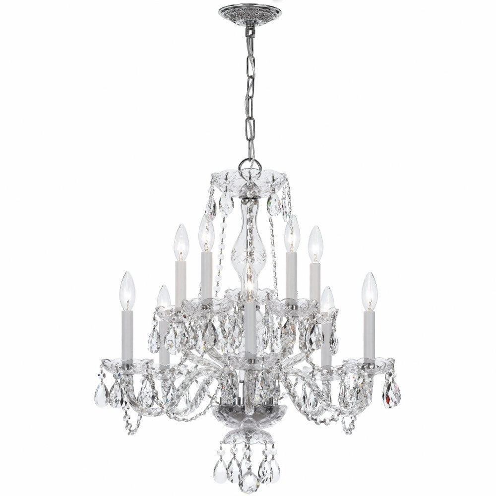 Polished Chrome Crystal 10-Light Candle Chandelier