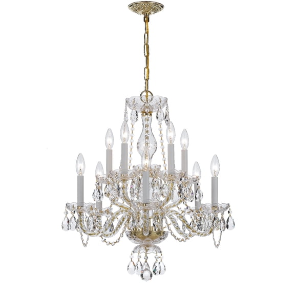 5080-PB-CL-MWP Crystorama Lighting Crystal - Ten Light 2-Tier Chandelier in Traditional and Contemporary Style - 23 Inches Wide by 25 Inches High-Hand