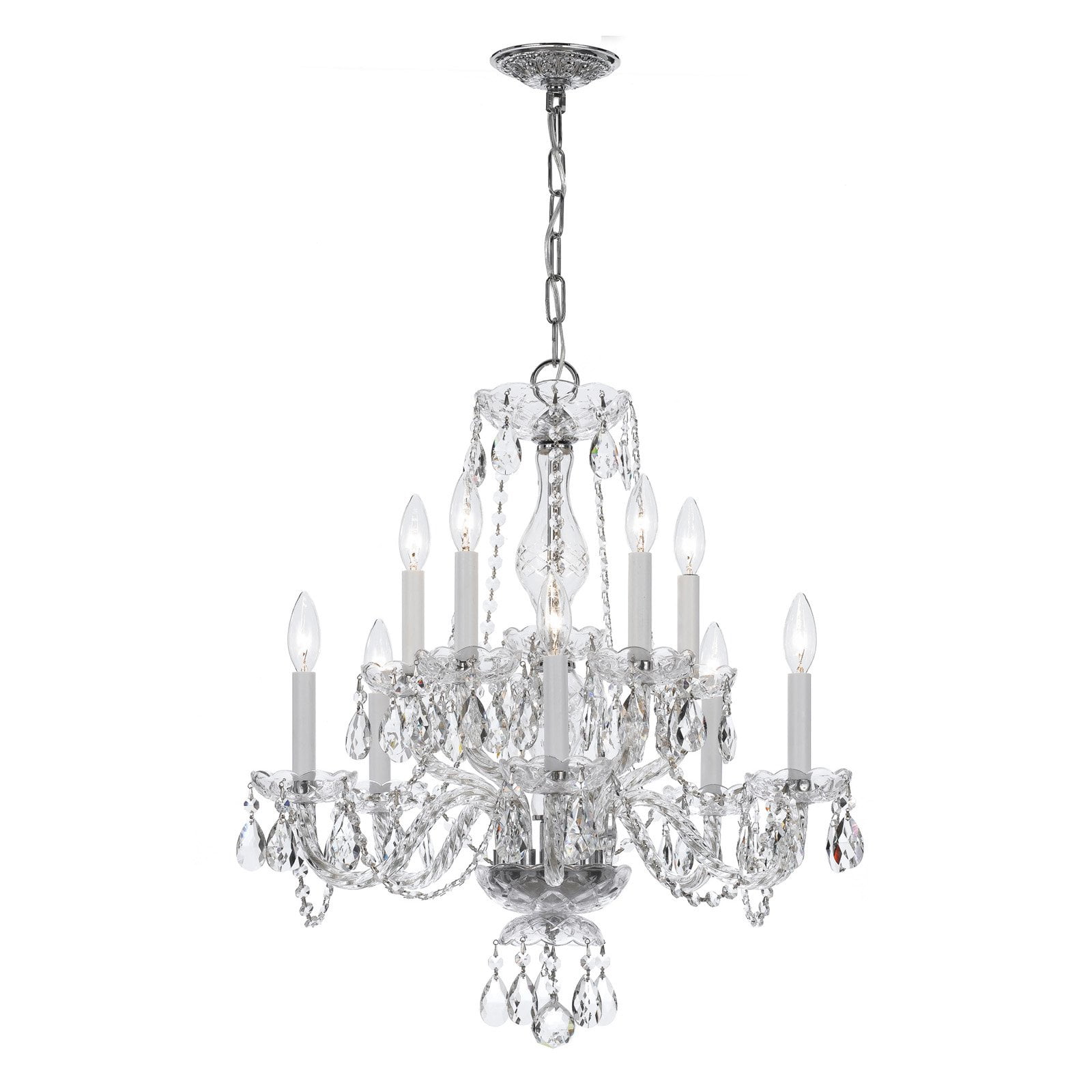 Polished Chrome Mini Crystal 10-Light Chandelier