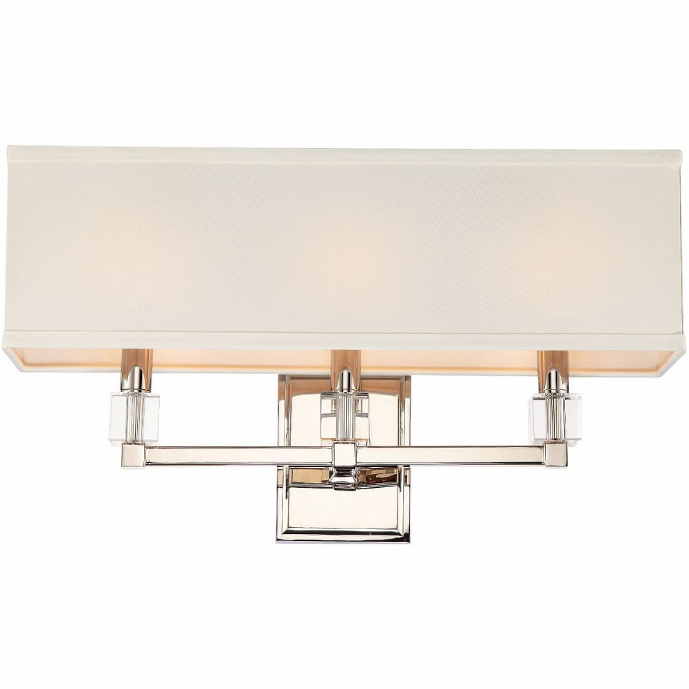 Elegant 3-Light Polished Nickel Vanity Sconce with Crystal Accents