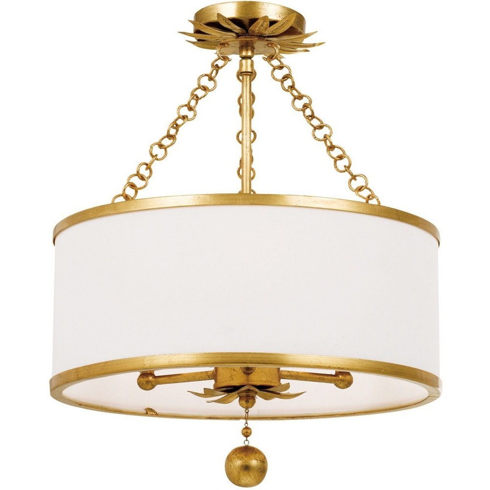 Elegant Gold and Crystal Drum Ceiling Light, 14x20 Inches