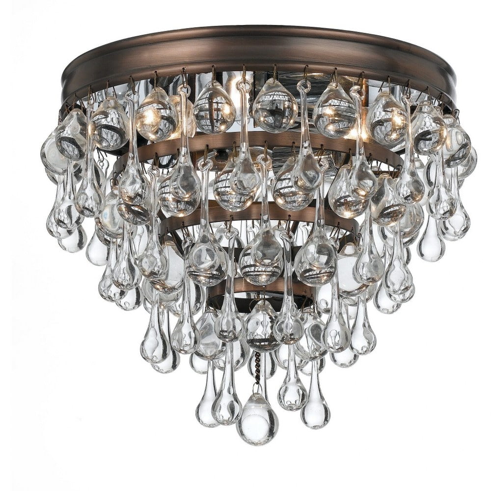 Vibrant Bronze Crystal Tiered Flush Mount Ceiling Light