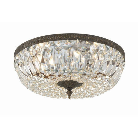 716-EB-CL-SAQ-Crystorama Lighting-Richmond - 3 Light Ceiling Mount in Traditional and Contemporary Style - 16 Inches Wide by 9 Inches High-English