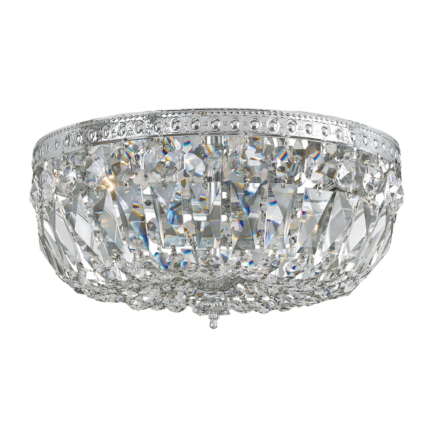 Elegant Chrome & Crystal 3-Light LED Ceiling Fixture