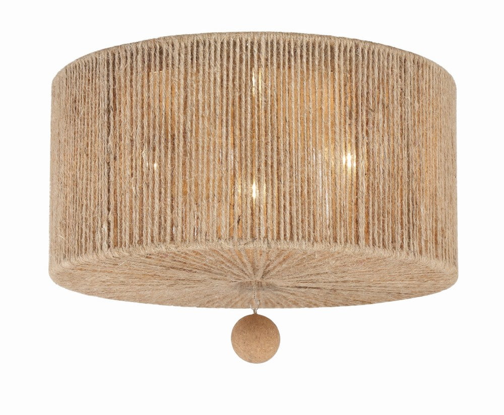 Jessa Burnished Silver 3-Light Jute Drum Ceiling Mount