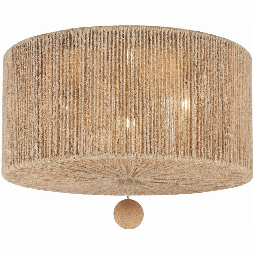 Jessa Burnished Silver 3-Light Jute Drum Ceiling Mount