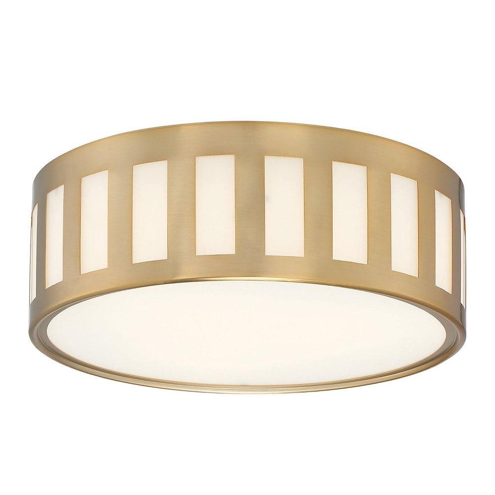 Vibrant Gold Glass Drum Flush Mount Ceiling Light