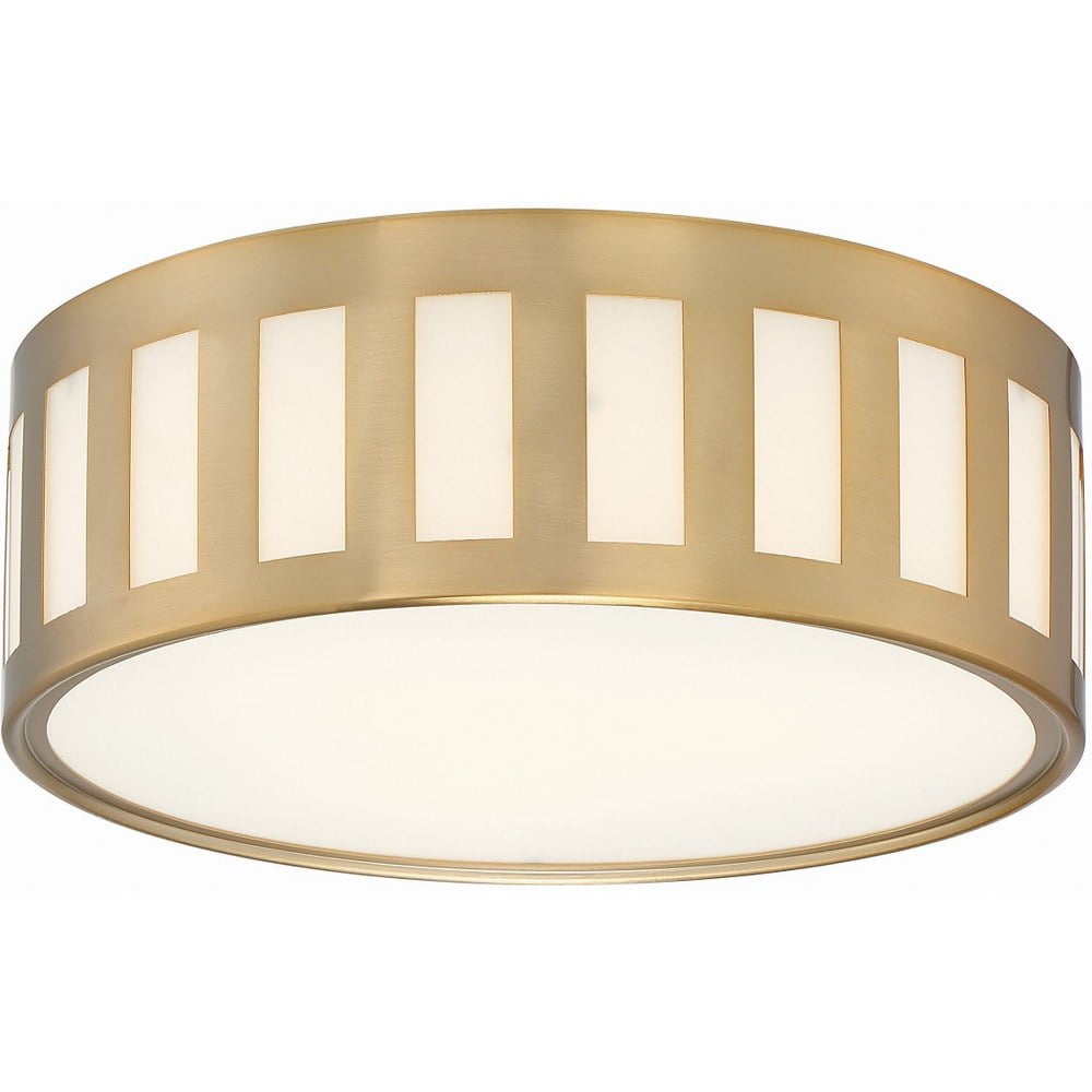 Vibrant Gold Glass Drum Flush Mount Ceiling Light