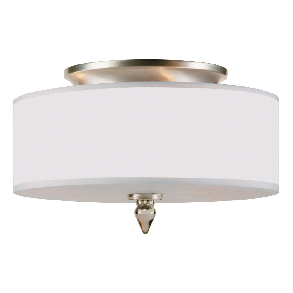 Luxo Satin Nickel Crystal Drum Ceiling Mount Light