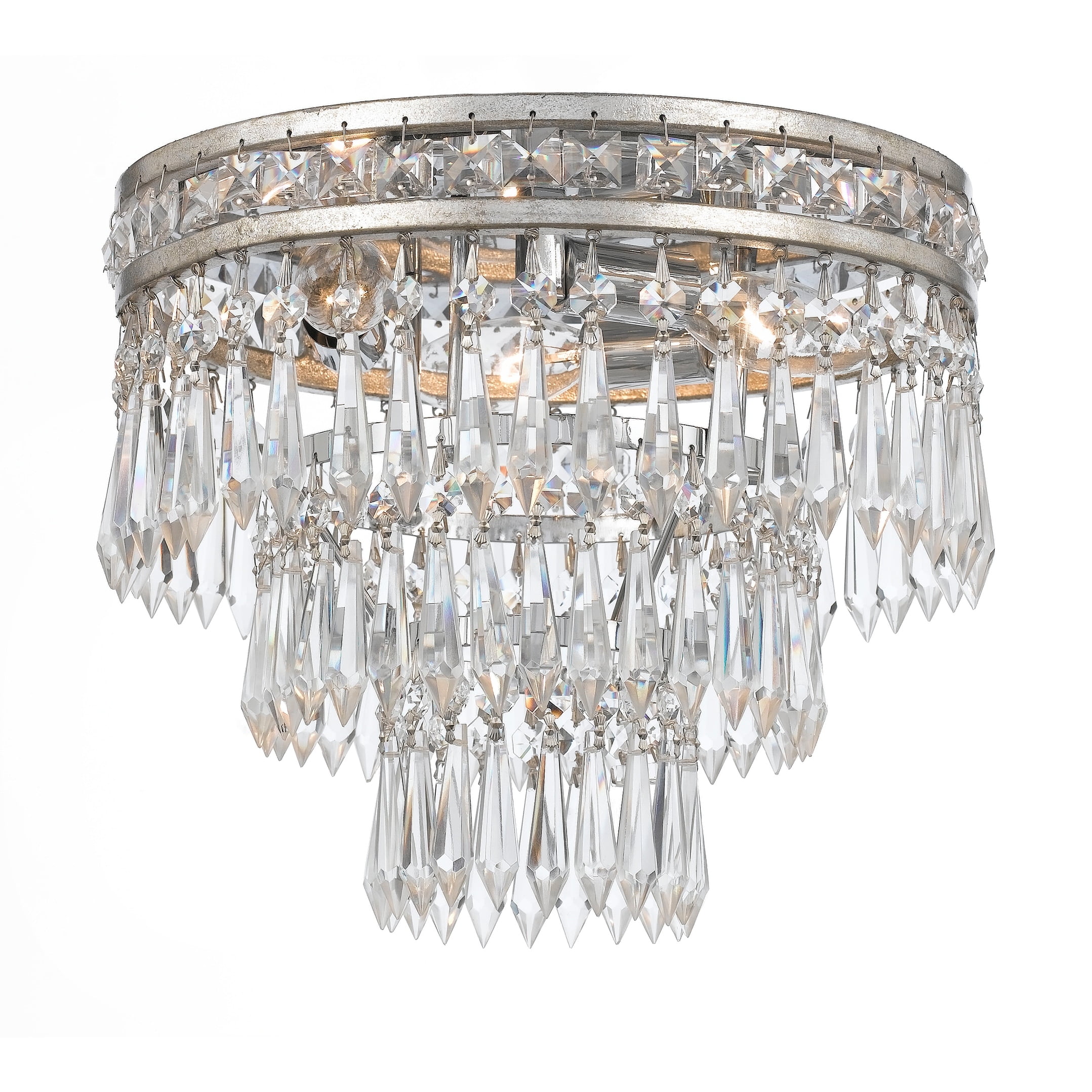 Mercer Olde Silver 3-Light Crystal Flush Mount Ceiling Fixture