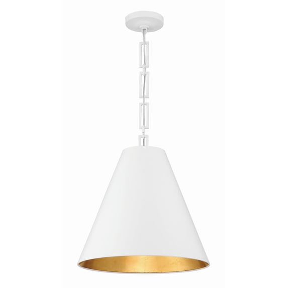 8687-MT-GA-Crystorama Lighting-Alston - 3 Light Pendant-Matte White/Antique Gold Finish -Traditional Installation