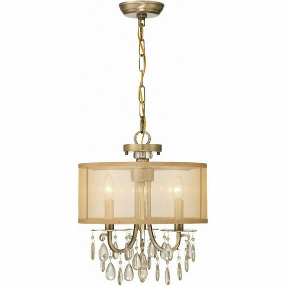 5623-AB Crystorama Lighting Hampton - Three Light Chandelier in Minimalist Style - 14 Inches Wide by 17 Inches High-Antique Brass Finish