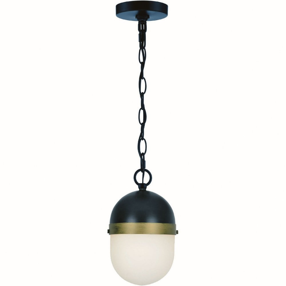 Matte Black and Gold 3-Light Opal Glass Globe Pendant