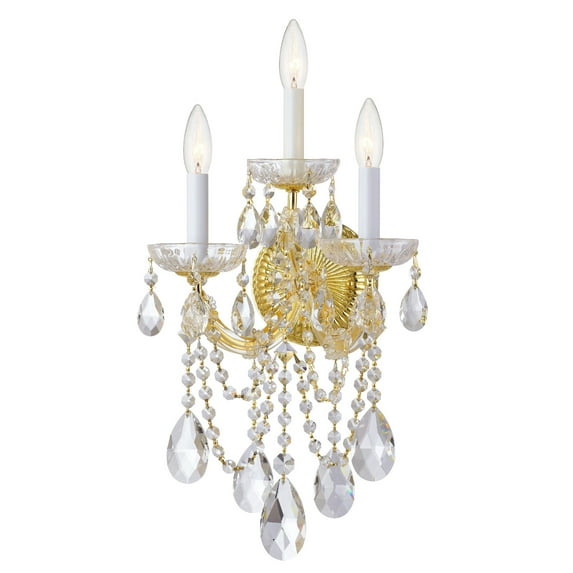 4423-GD-CL-MWP Crystorama Lighting Maria Theresa - Three Light Wall Sconce in Classic Style - 11 Inches Wide by 22.5 Inches High-Gold Finish-Hand Cut