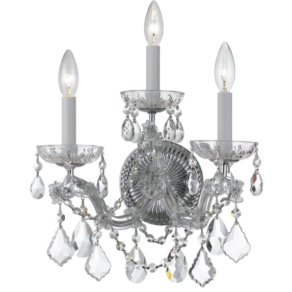 4403-CH-CL-MWP Crystorama Lighting Maria Theresa - Three Light Wall Sconce in Classic Style - 14 Inches Wide by 14 Inches High-Polished Chrome