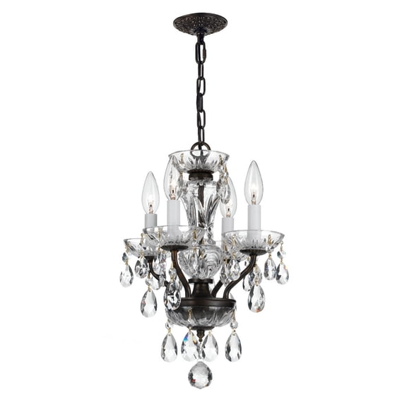 5534-EB-CL-I Crystorama Lighting Traditional Crystal - 15 Inch 4 Light Chandelier-Italian Crystal Type-English Bronze Finish -Traditional