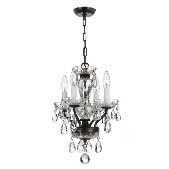 5534-EB-CL-SAQ Crystorama Lighting Traditional Crystal - 15 Inch 4 Light Chandelier-Swarovski Spectra Crystal Type-English Bronze Finish