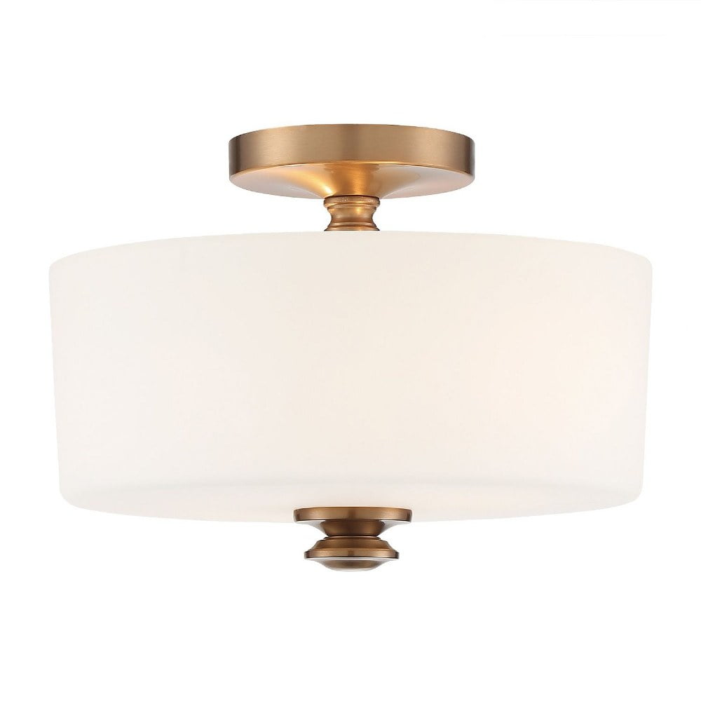 Vibrant Gold Glass Drum LED Indoor/Outdoor Ceiling Light